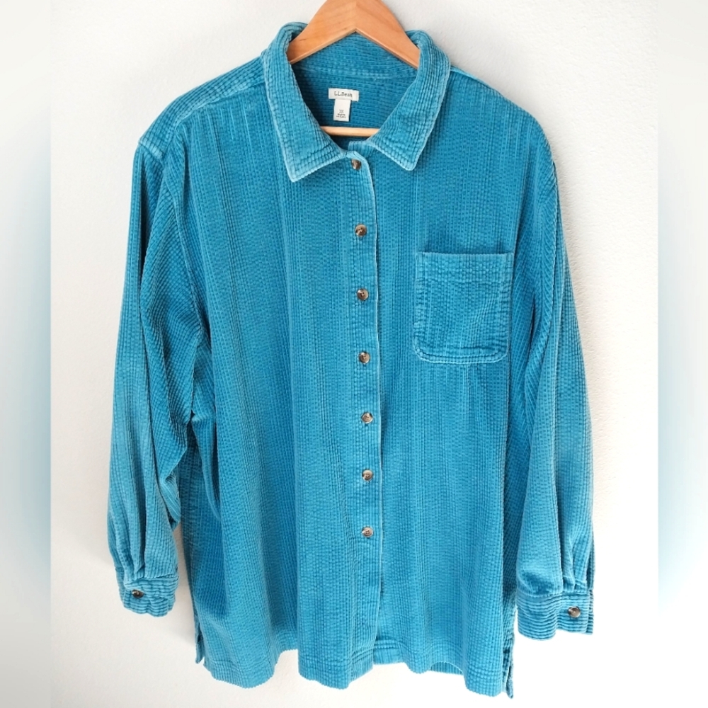 LL Bean Blue Corduroy Button Up